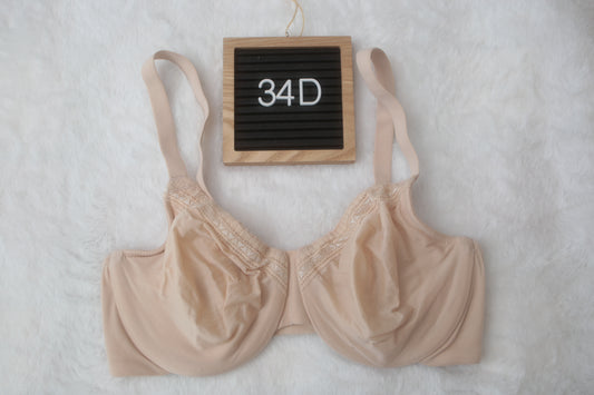 Wacoal 34D Perfect Primer Full Figure 855213 Underwire Bra Beige