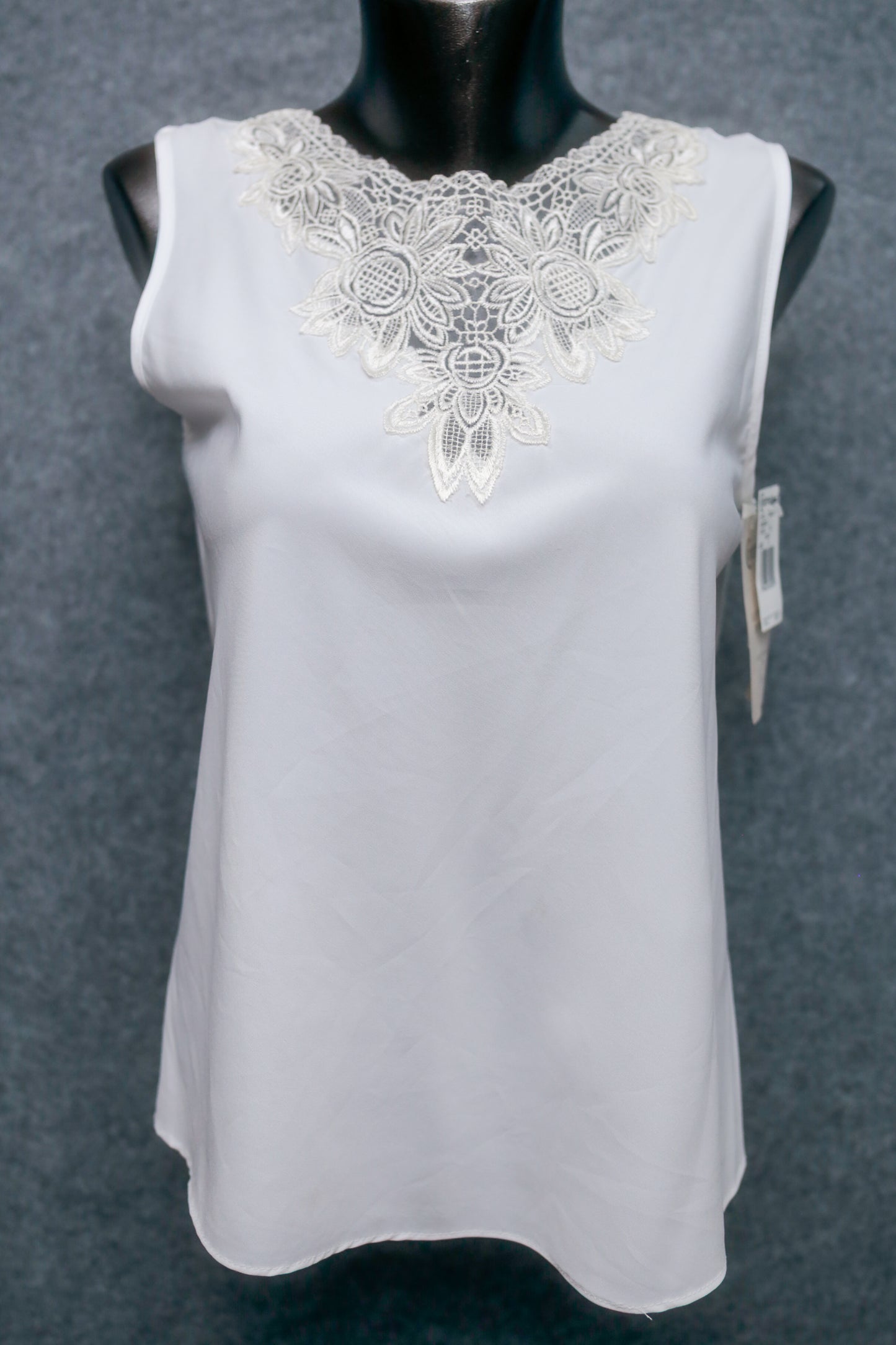 Cinema Etoile Eyelet Cami Chemise Lingerie White Satin and Lace: Size Small NEW