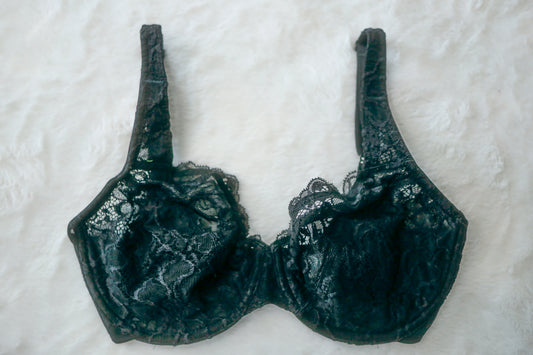 Wacoal 32DD 85750 Pure Inspiration Lace Minimizer Underwire Unpadded Bra Black