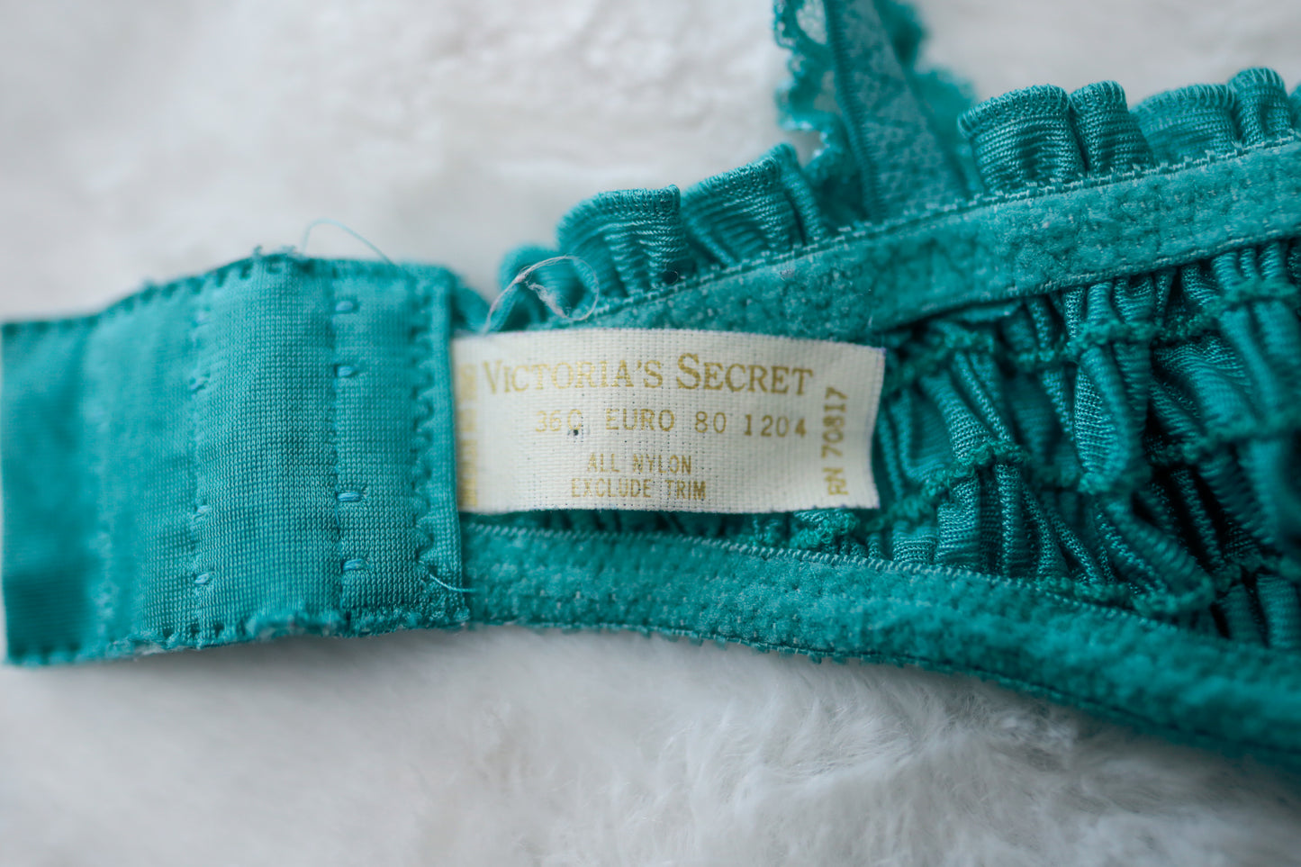 Victoria's Secret 36C Vintage Gold Tag Demi Sheer Unpadded Bra Teal Lace