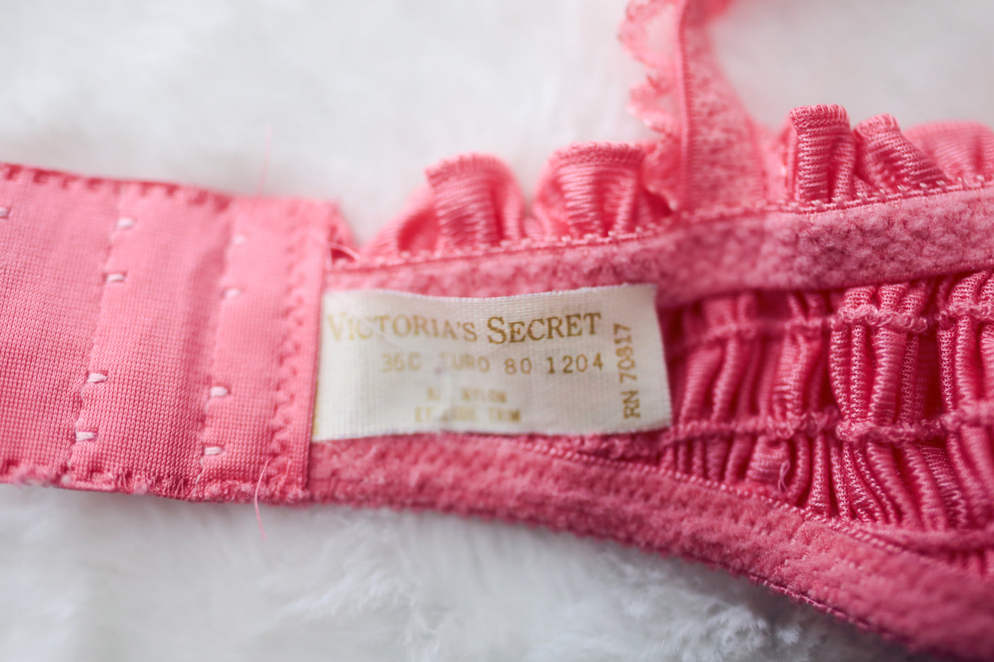 Victoria's Secret 36C Vintage Gold Tag Demi Sheer Unpadded Bra Pink Lace