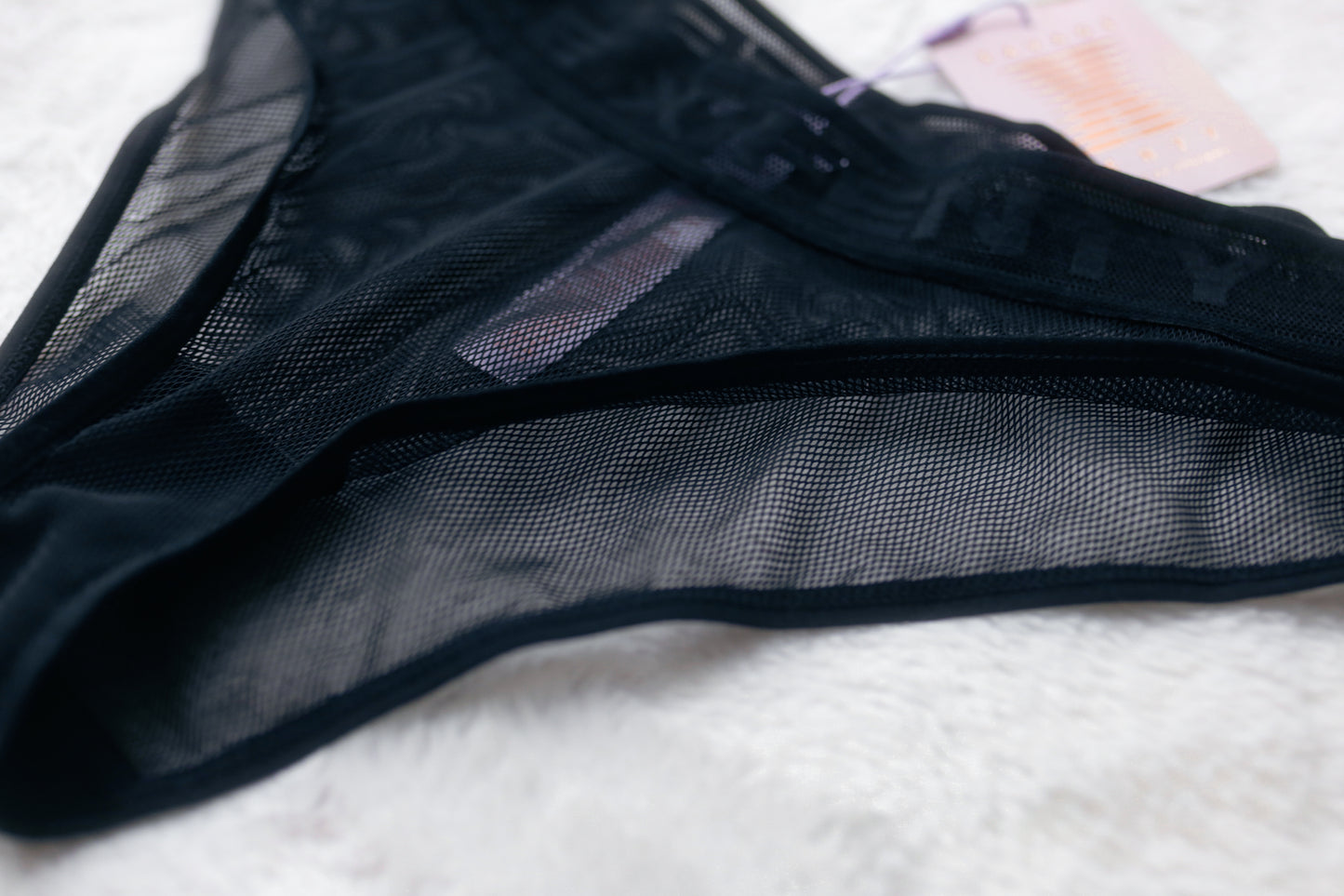 Savage X Fenty Sheer Mesh Bikini Panties Large Black NEW