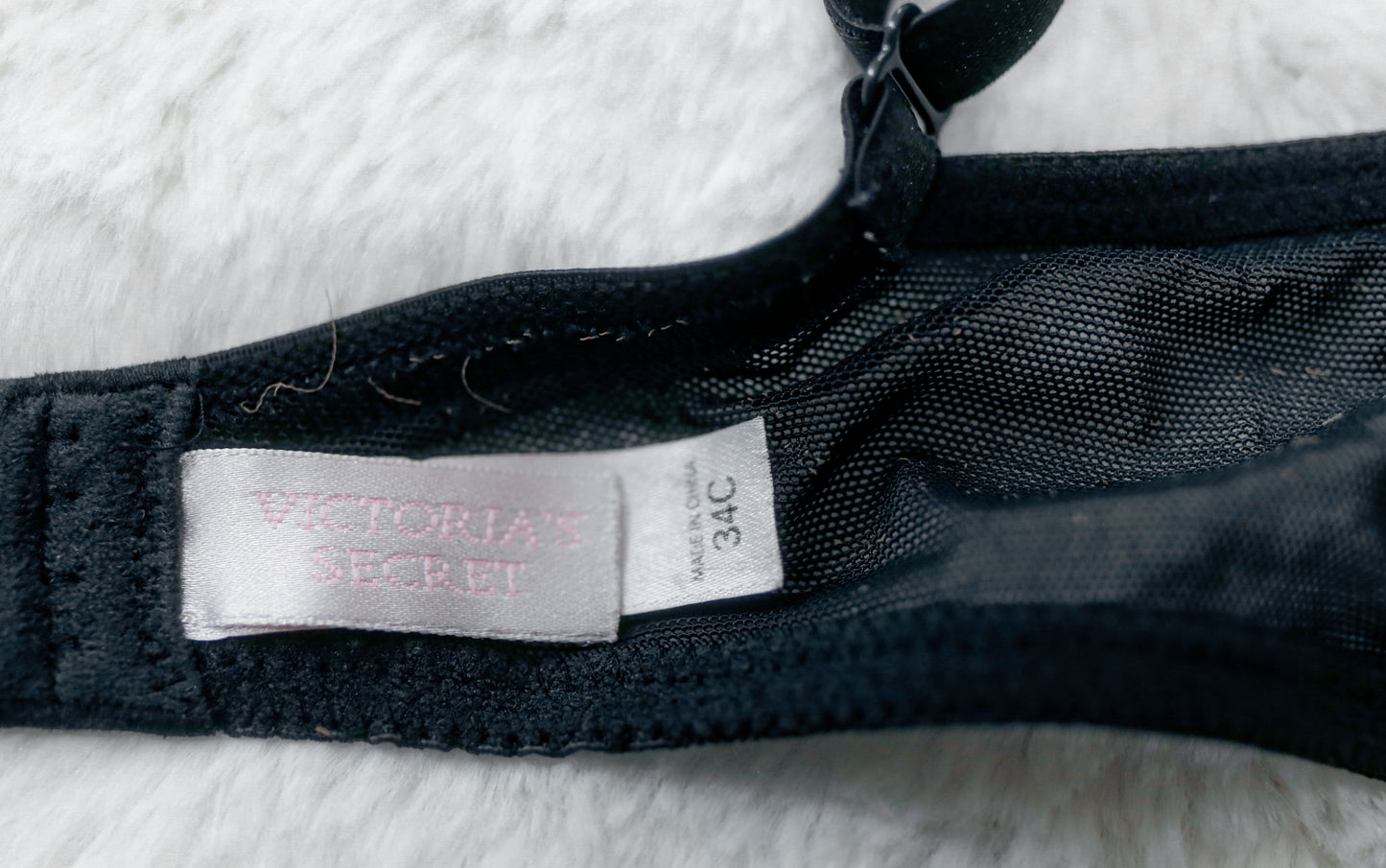 Victoria's Secret Vintage 34C Sheer Push-up without Padding Bra Black Lace