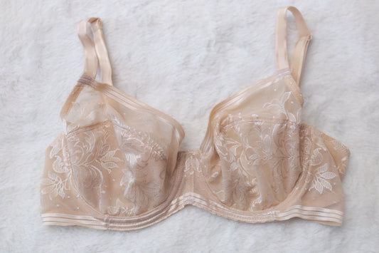 Wacoal 34D Net Effect 851340 Unlined Underwire Bra Beige
