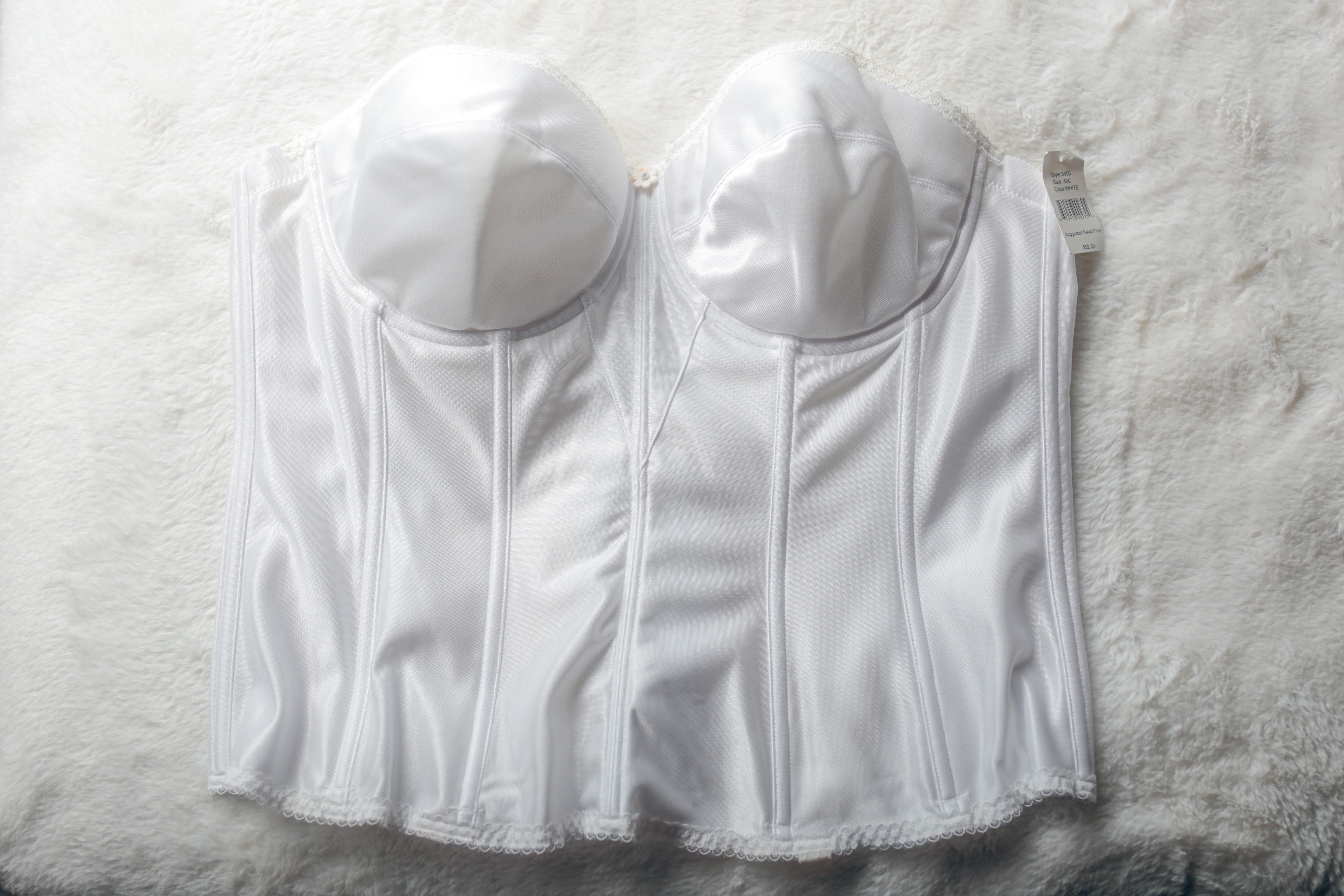 Dominique 40C Satin Bridal Basque Corset Bustier Bra White NEW Billy dominique-40c-satin-bridal-basque-corset-bustier-bra-white-new-billy