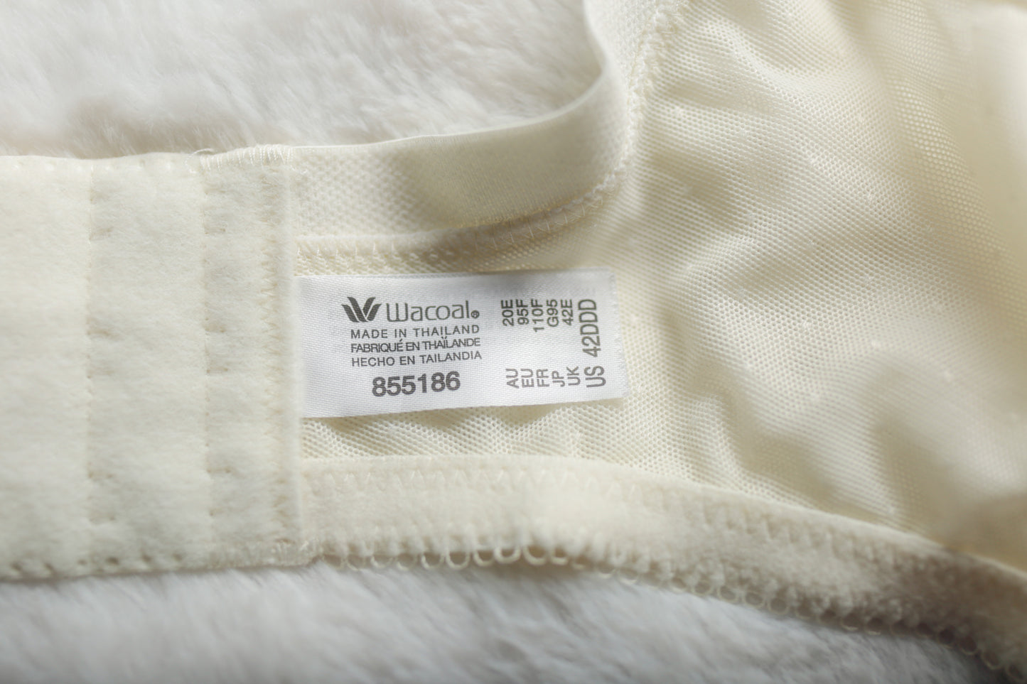 Wacoal US 42DDD UK 42E Retro Chic 855186 Full Figure Underwire Lace Bra Ivory