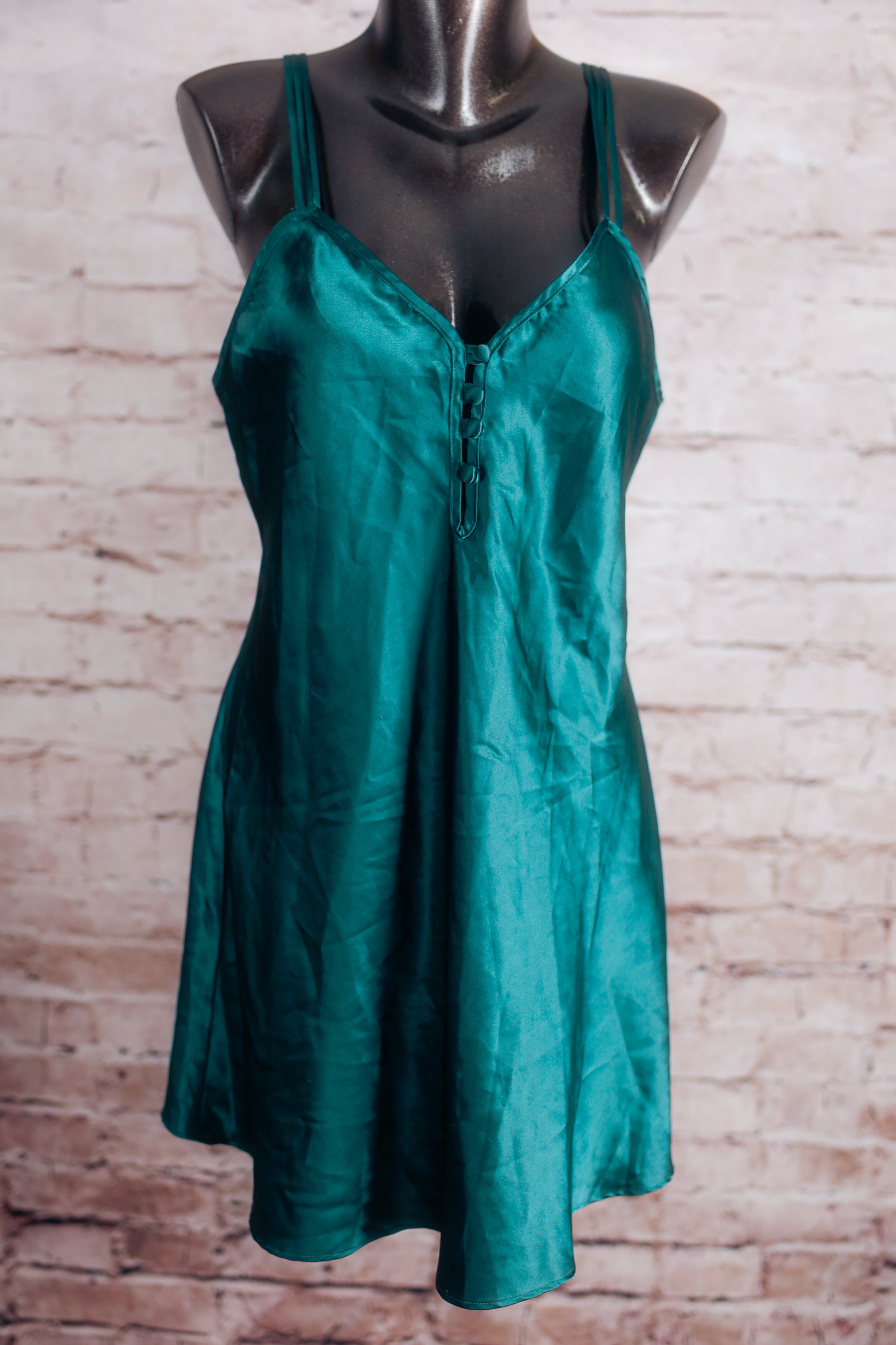 Linea Donatella Vintage 80s Soft Satin Chemise Lingerie Green Medium – Billy's Bras