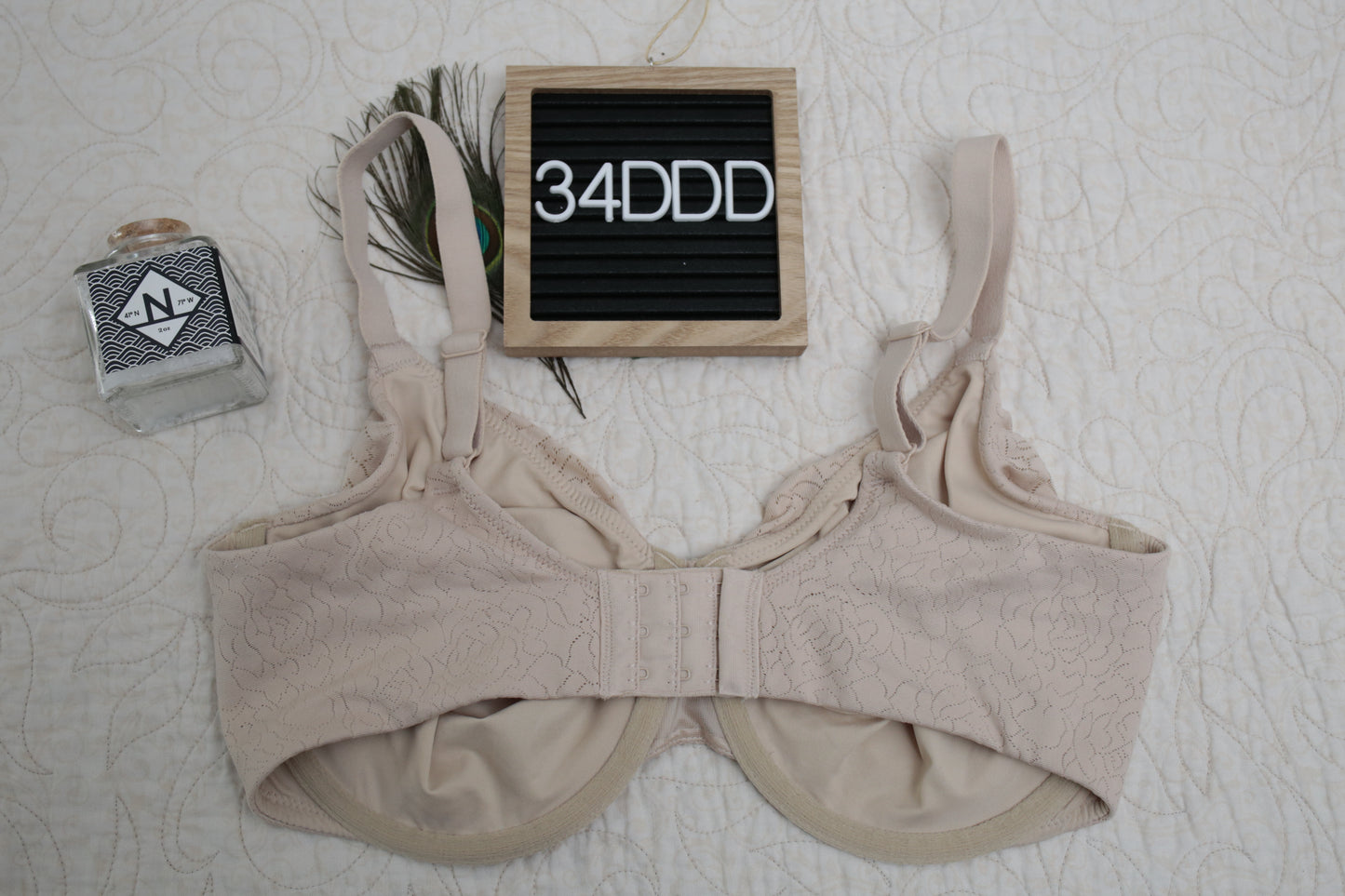 Wacoal 34DDD Inside Job 855345 Underwire Side Support Bra Beige