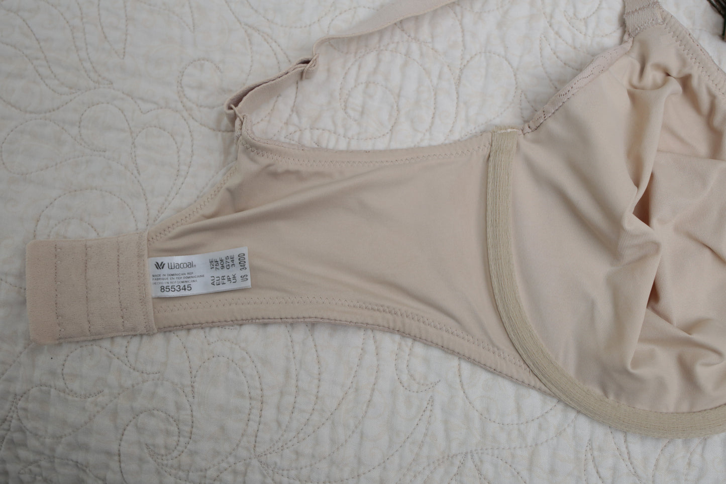 Wacoal 34DDD Inside Job 855345 Underwire Side Support Bra Beige