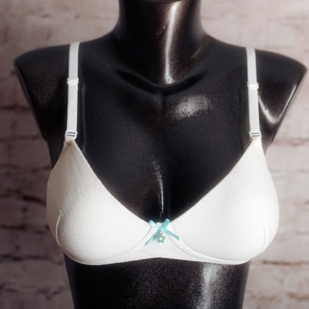 Royce Vintage 34A Retro Cotton Wireless Lightly Padded Training Bra White