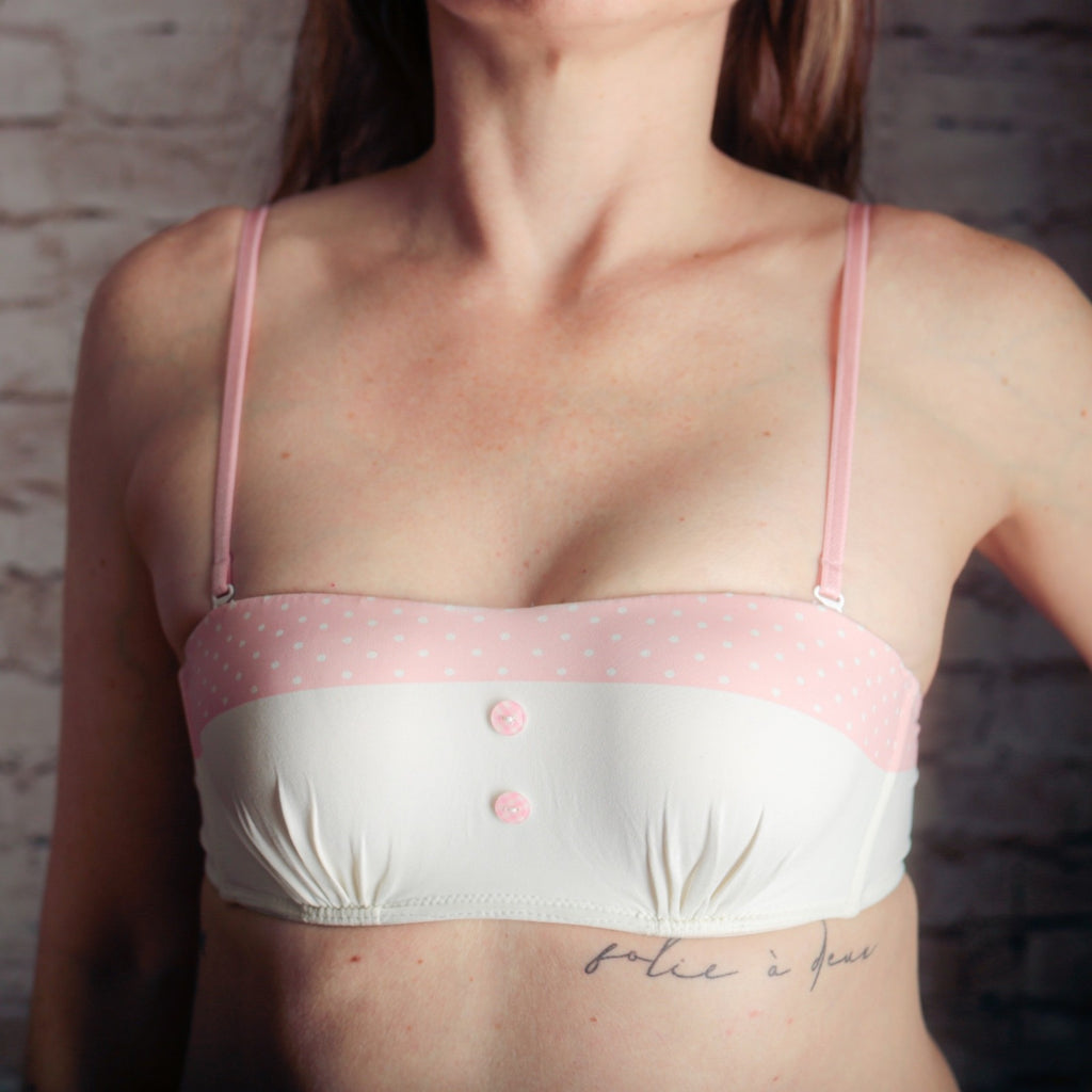 Wacoal Convertible Coquette Balconette Bra Pink and White Polka-dot A70 32A