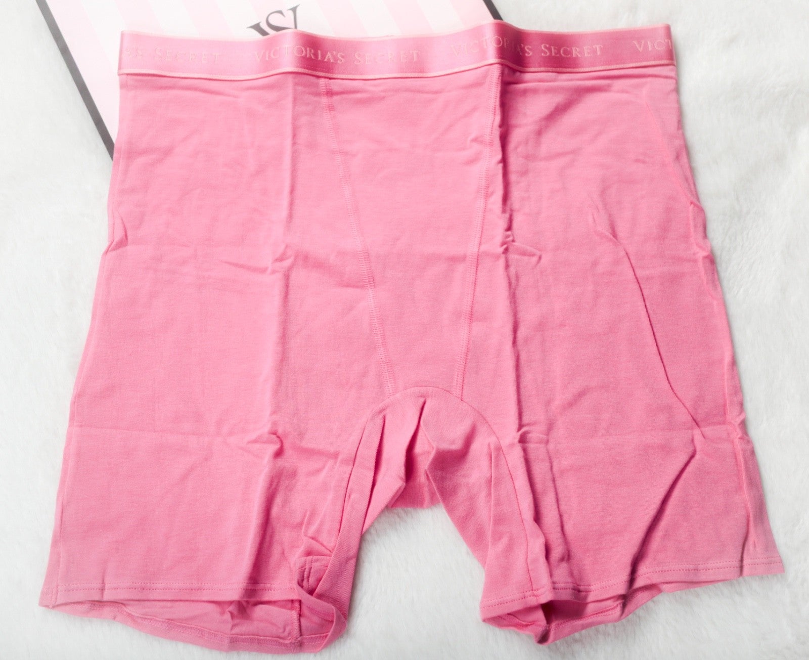 Victoria's Secret Logo Cotton High-Waist Boxer Boy Brief Large Pink NEW