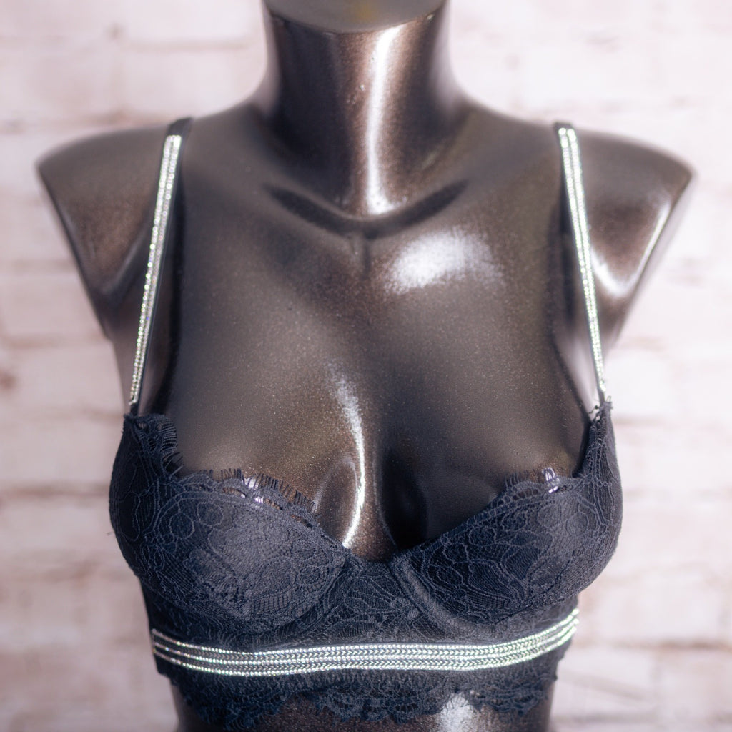 Victoria's Secret Very Sexy Shine Strap Push Up Padded Bra Black 30A