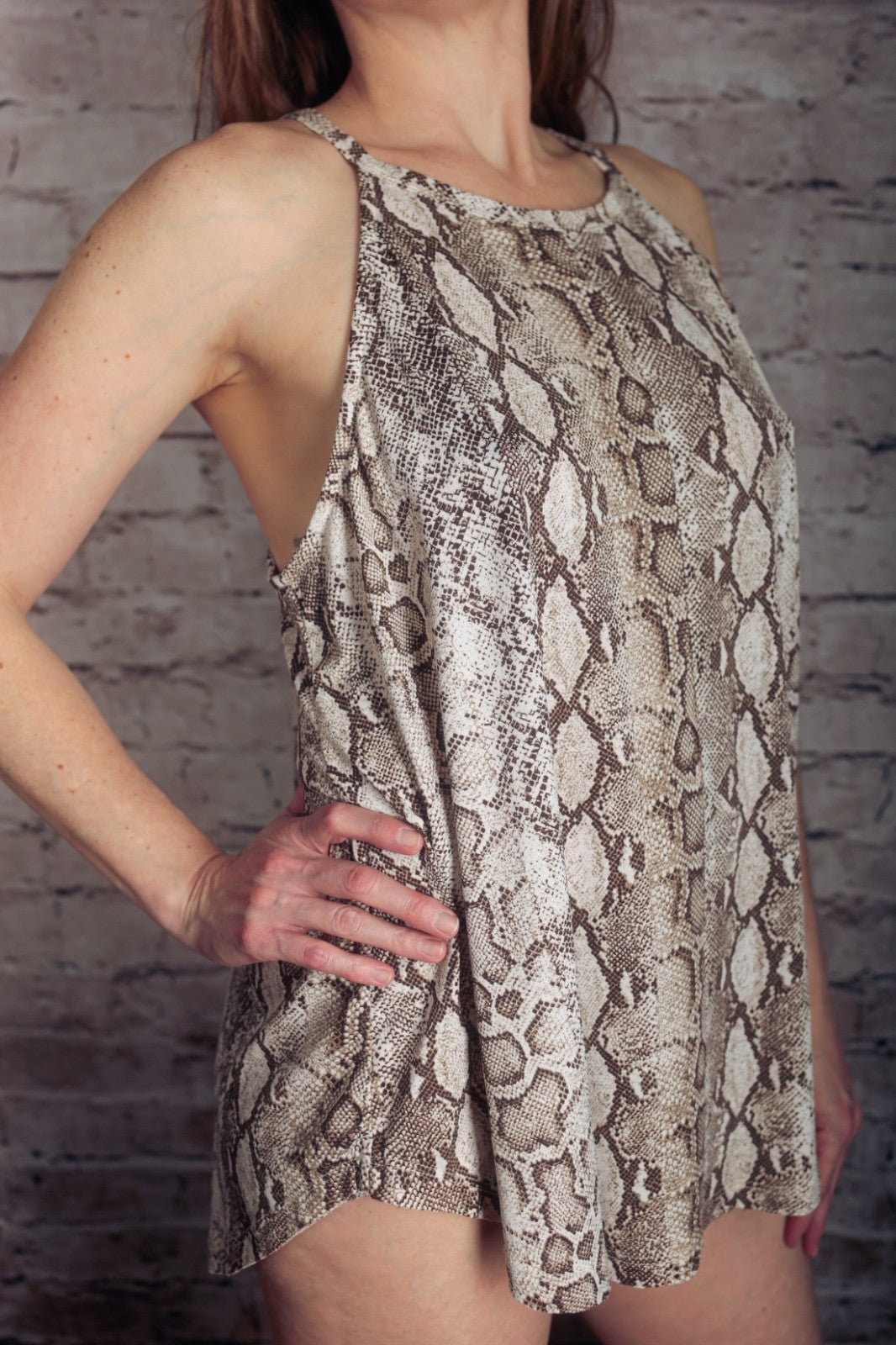 Chic Soul Y2K Snakeskin Chemise Cover-up 1X XL