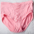 Nu Bodywear Satin Lace Panel High Rise Full Back Brief Panties Large Pink