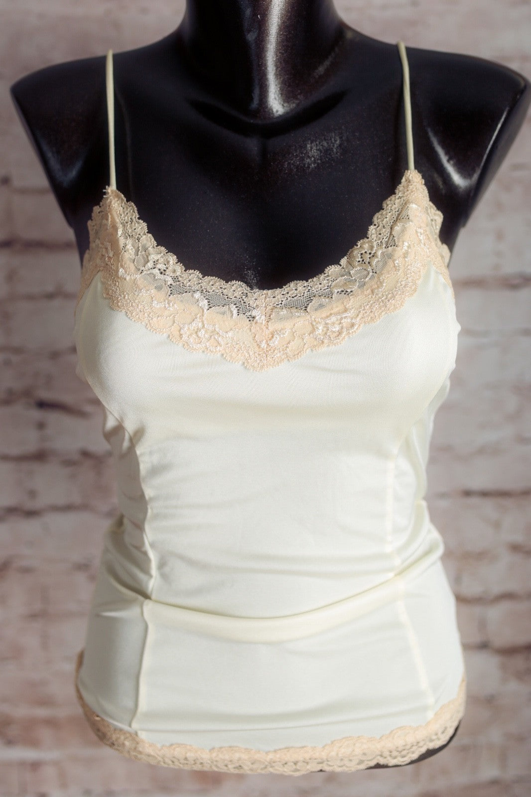 The Limited Vintage Y2K Satin Lace Soft Tank Cami Camisole XS Ivory USA-made