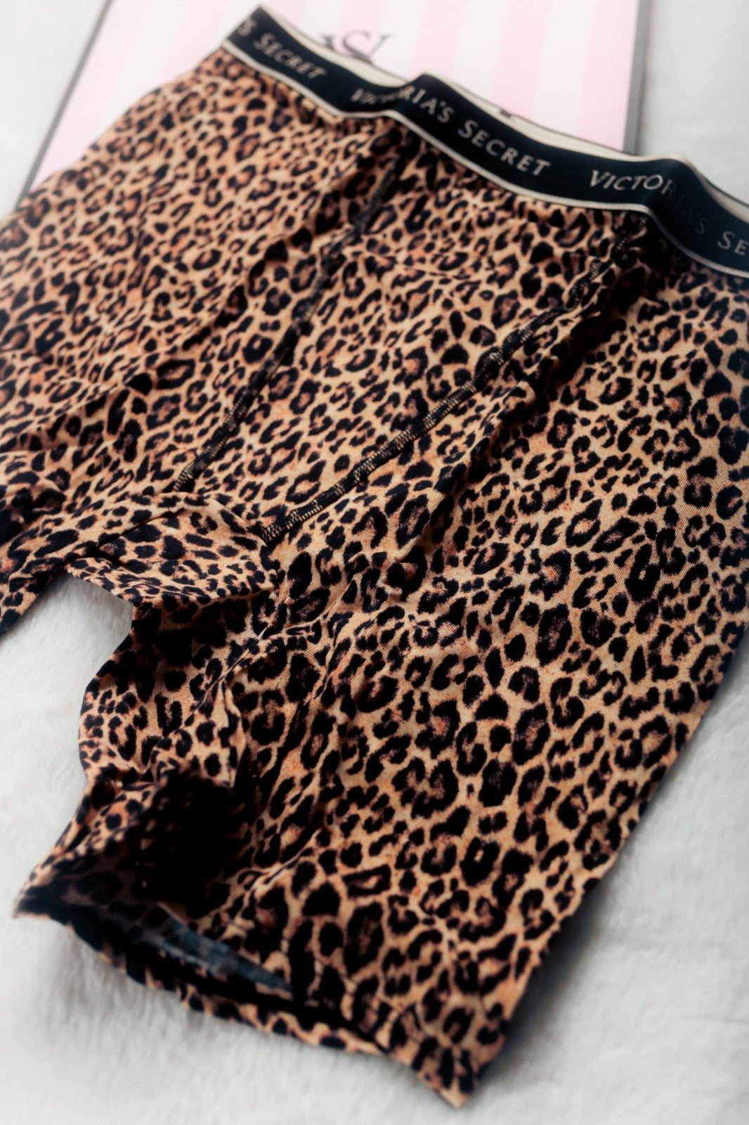 Victoria's Secret Logo Cotton High-Waist Boxer Boy Brief Medium Leopard NEW