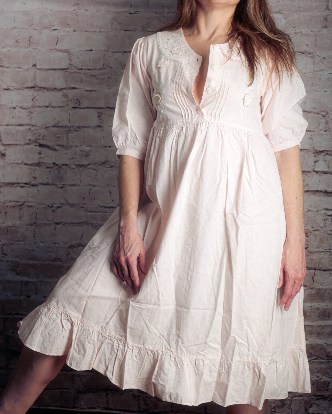 Sara Beth Vintage Coquettish Cotton Retro Cottagecore Nightgown Pink Small NWT