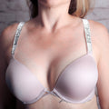 Victoria's Secret Bombshell Plunge Push-up Shine Rhinestone Strap Bra Pink 36B