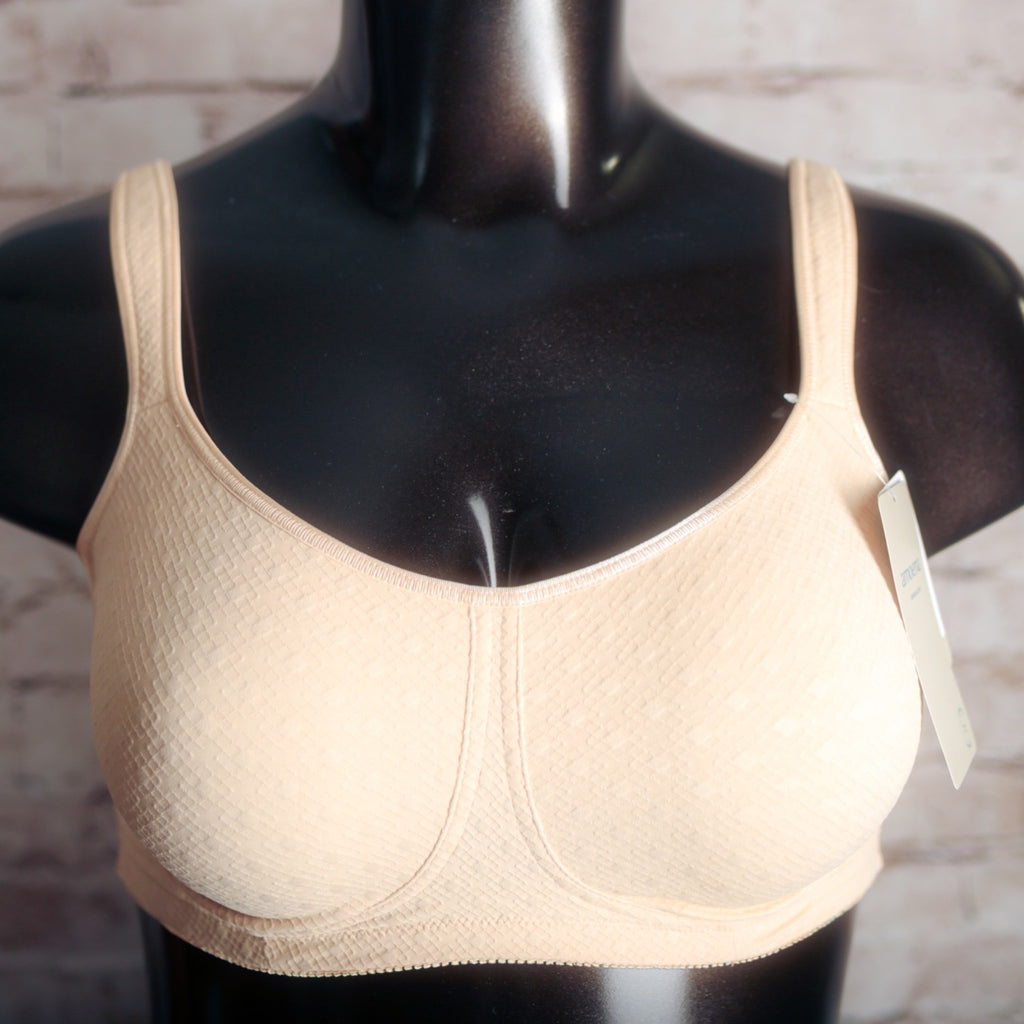 Amoena Tiana Breathable Full Coverage Wireless Sports Bra Beige 38DD NEW