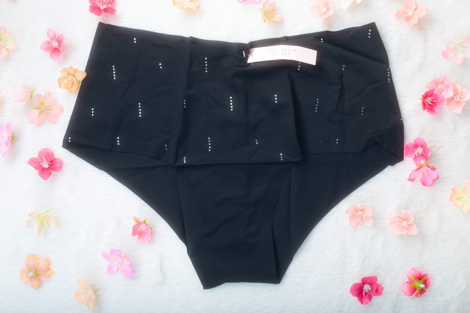 Victoria's Secret No-Show Sparkle Cheeky Panty Briefs Medium Black NEW