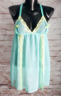 Victoria's Secret Open-cup Peekaboo Lace Babydoll Chemise Medium Mint Sea Green