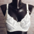 Carnival 34D Vintage Unlined Semi-sheer Lace Retro Coquette Underwire Bra White