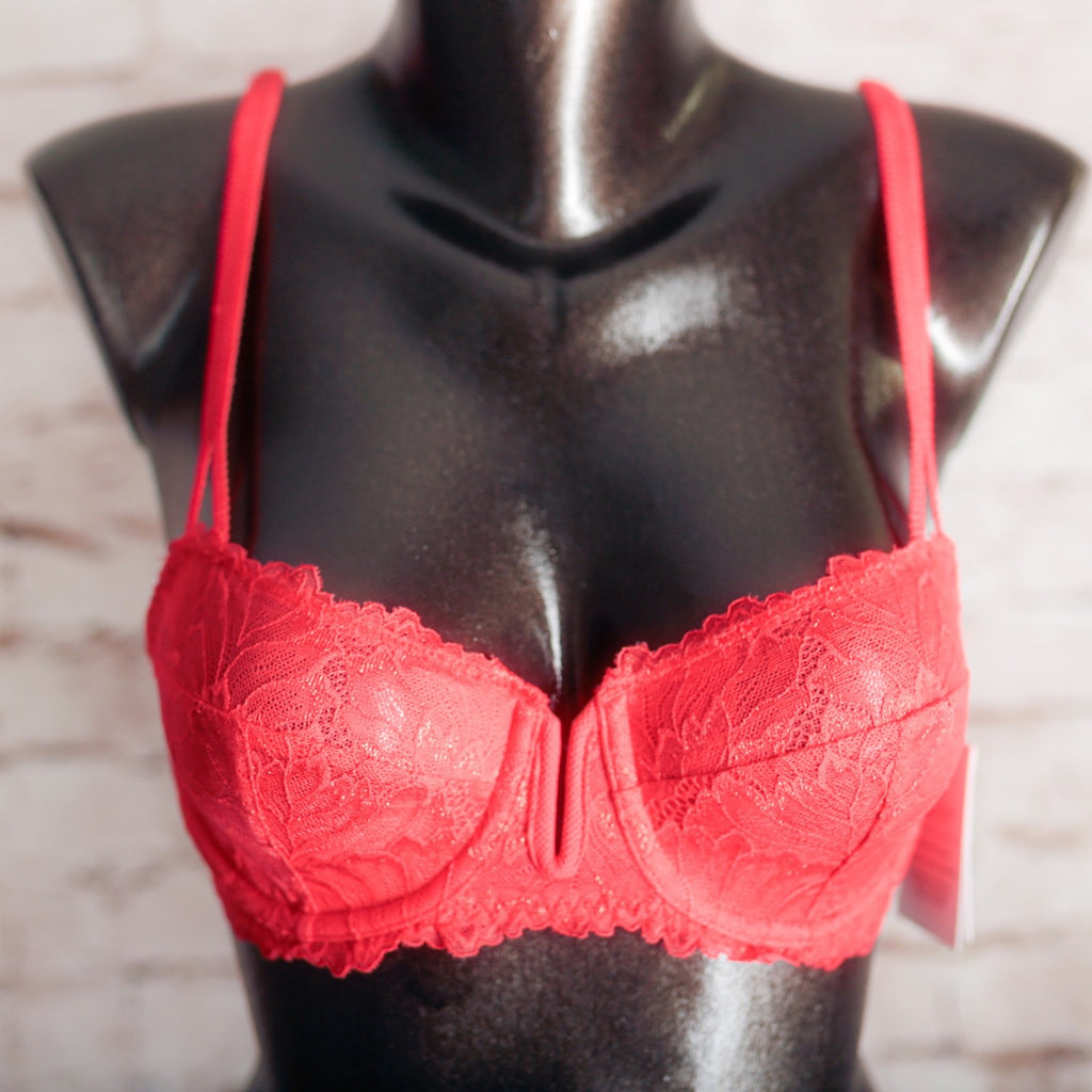 Auden Unlined Semi-sheer Lace Underwire Balconette Bra 32B NEW