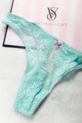 Victoria's Secret Tease High-Leg Scoop Thong Panty XL Lace Unlined Mint NEW