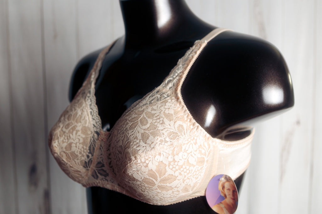 Naturalwear C165 Retro Breathable Lace Soft Cup Wireless Full Coverage Bra 42B NEW