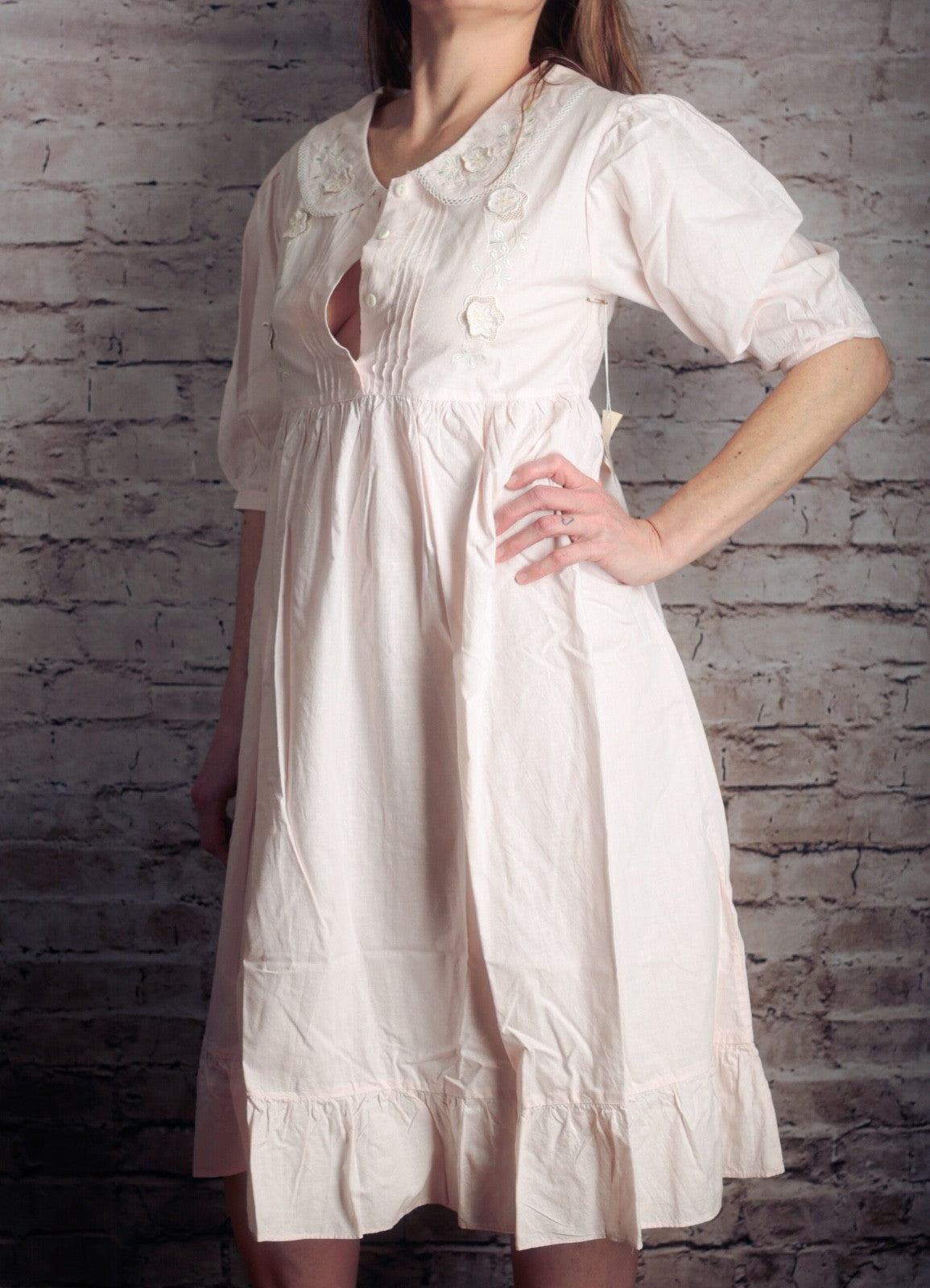 Sara Beth Vintage Coquettish Cotton Retro Cottagecore Nightgown Pink Small NWT