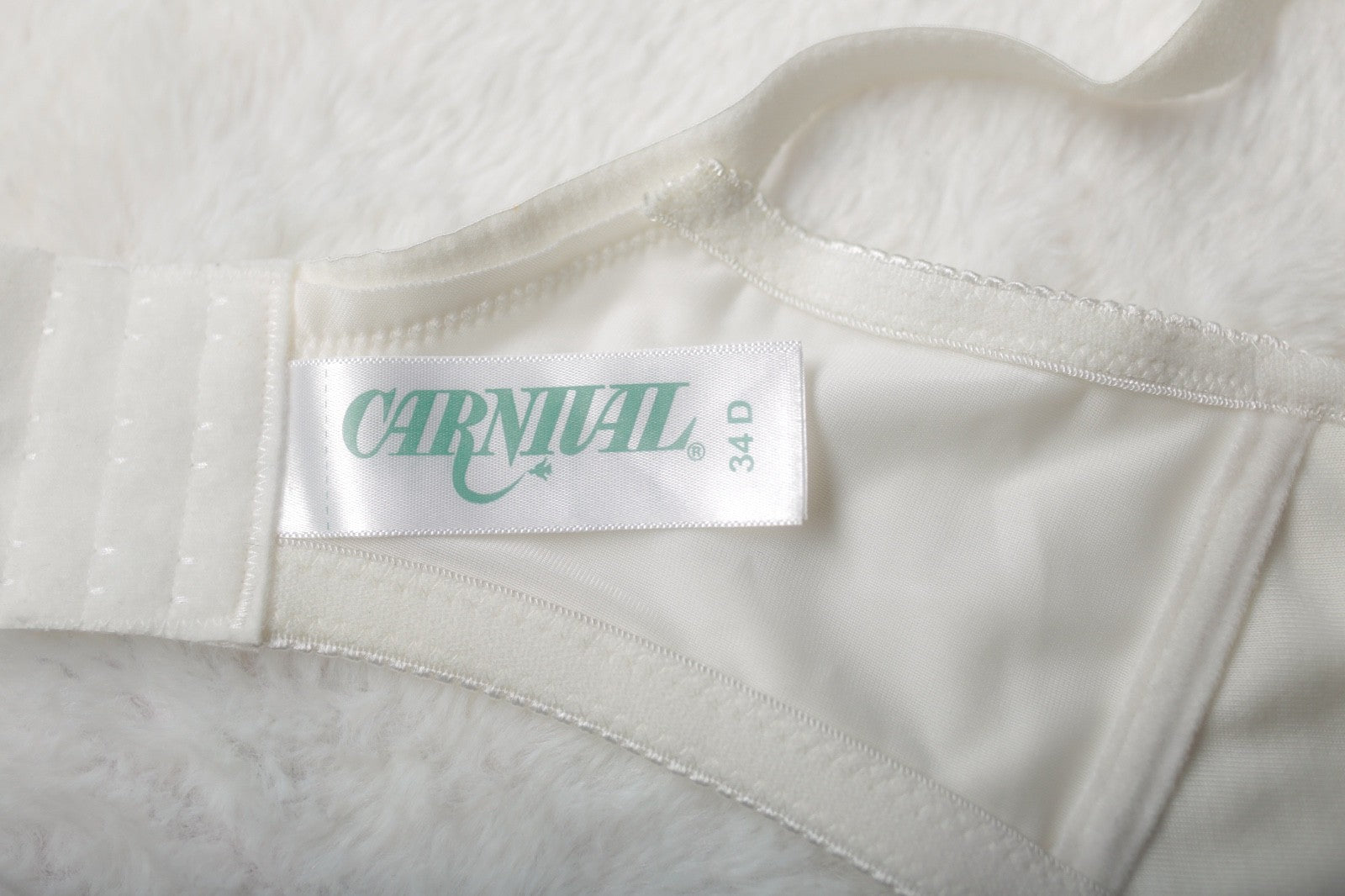 Carnival 34D Vintage Unlined Semi-sheer Lace Retro Coquette Underwire Bra White