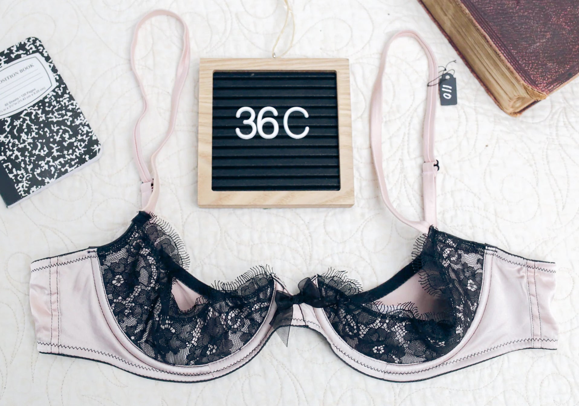 Victoria's Secret 36C Vintage Quarter-cup Lace Shelf Bra Pink and Black