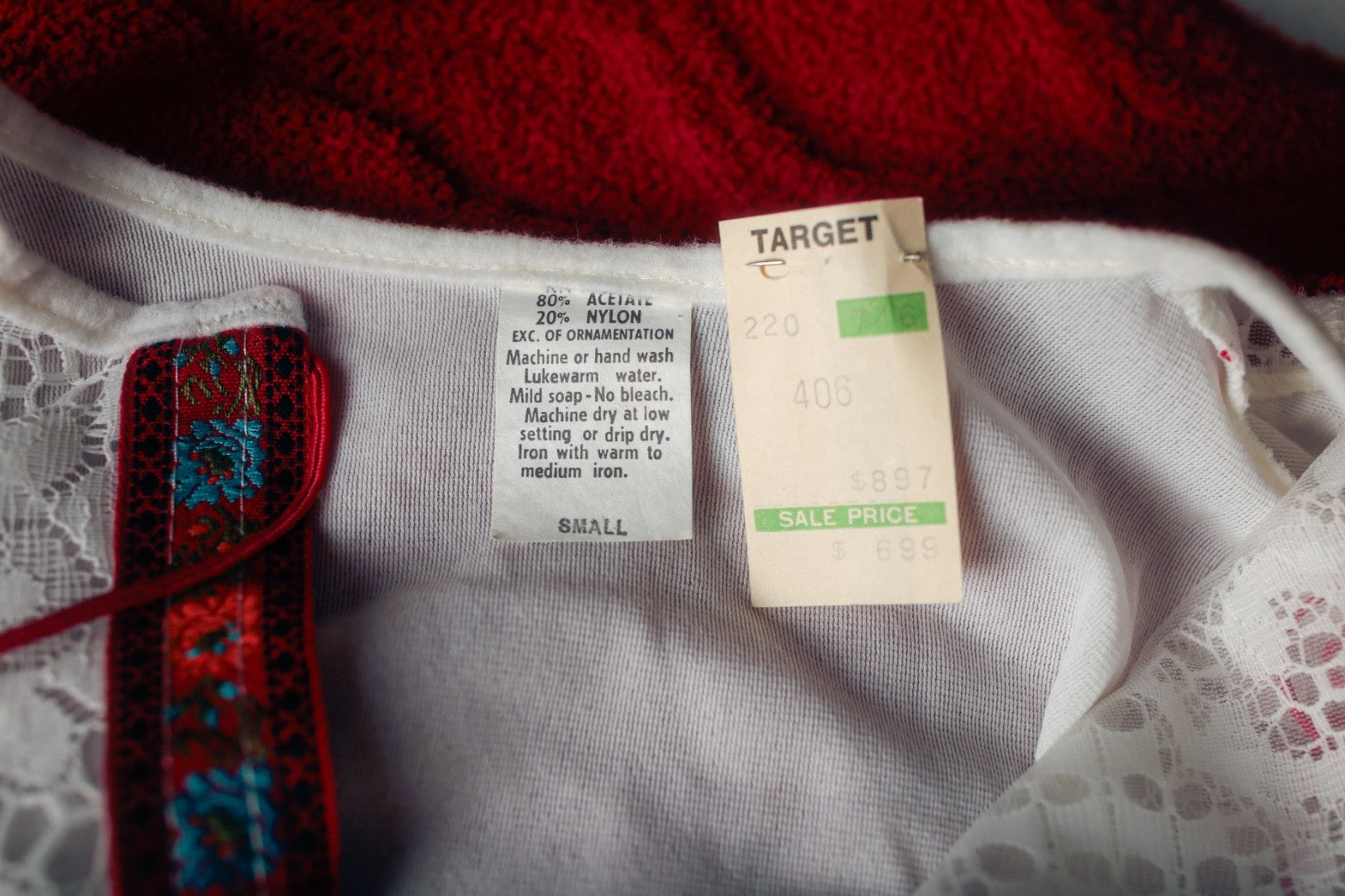 Vintage Target Boho Cottagecore Victorian Edwardian Embroidered Gown Small White NEW