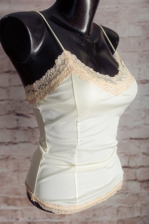 The Limited Vintage Y2K Satin Lace Soft Tank Cami Camisole XS Ivory USA-made