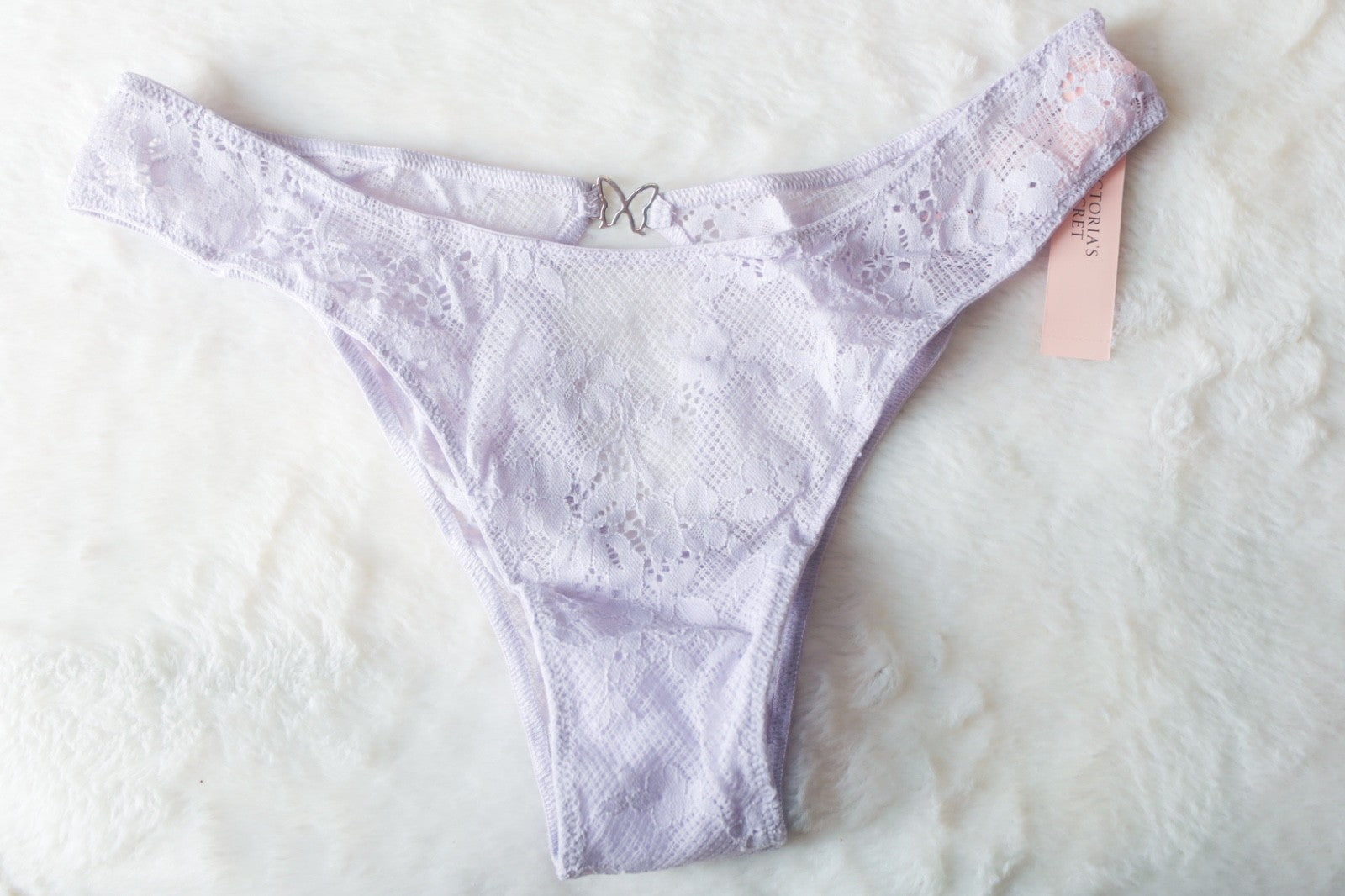 Victoria's Secret Dream Angels Brazilian Open Back Thong Panty Medium Purple NEW