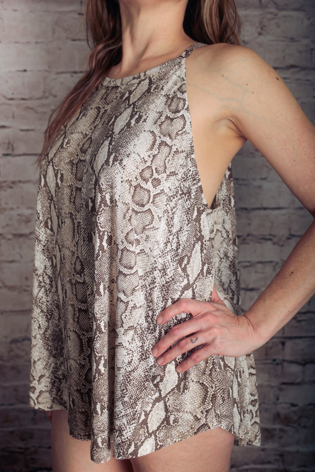 Chic Soul Y2K Snakeskin Chemise Cover-up 1X XL