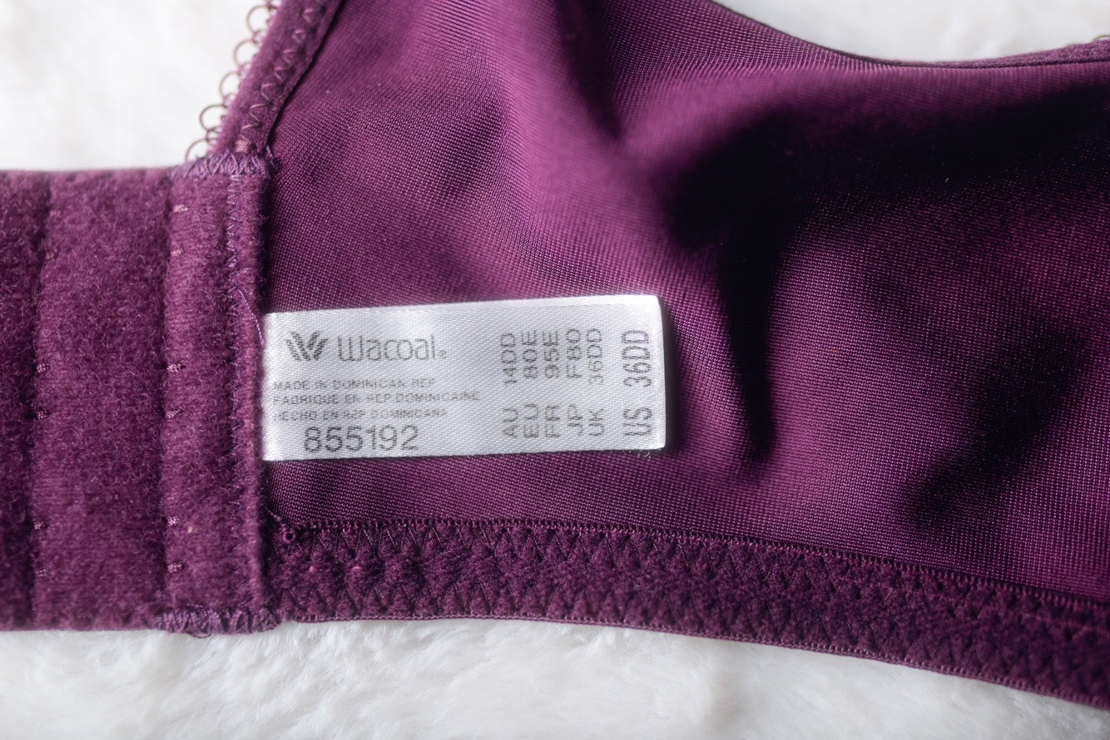 Wacoal Basic Beauty Full-figure 855192 Underwire Unpadded T-shirt Bra 36DD Purple