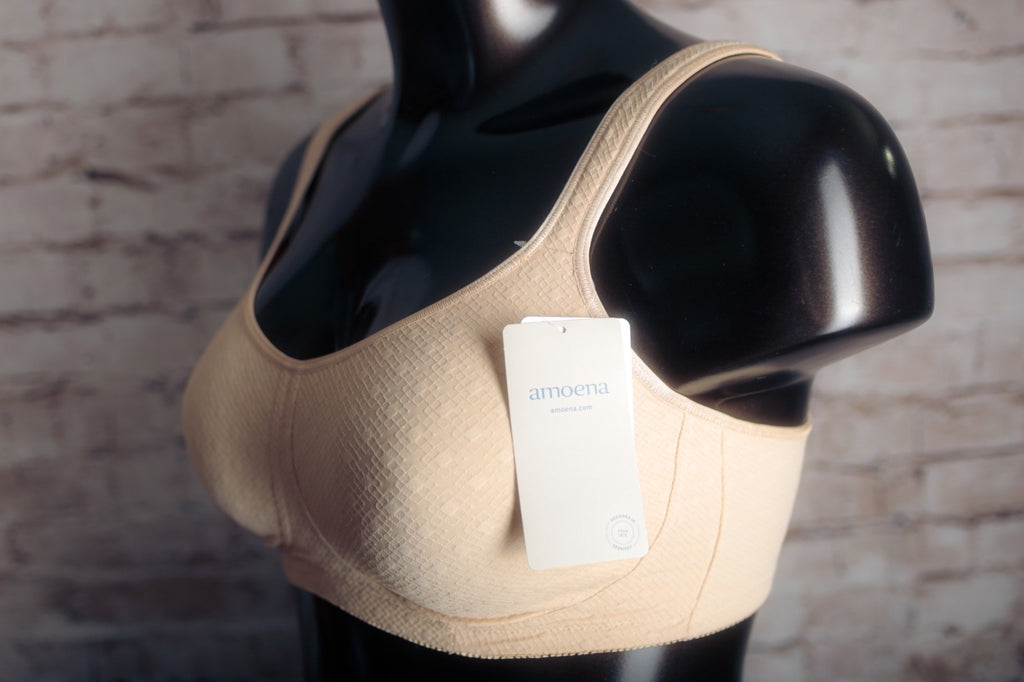 Amoena Tiana Breathable Full Coverage Wireless Sports Bra Beige 38DD NEW
