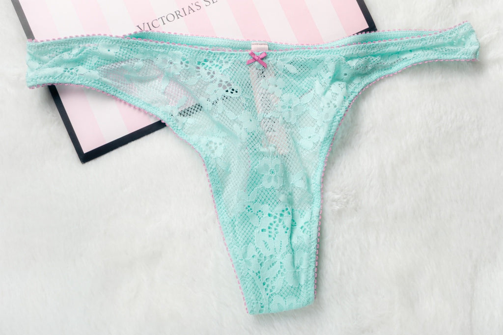 Victoria's Secret Tease High-Leg Scoop Thong Panty XL Lace Unlined Mint NEW