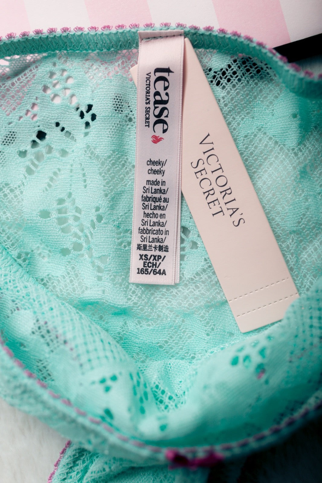 Victoria's Secret Tease Lace Cheeky Panty XS Blue NEW