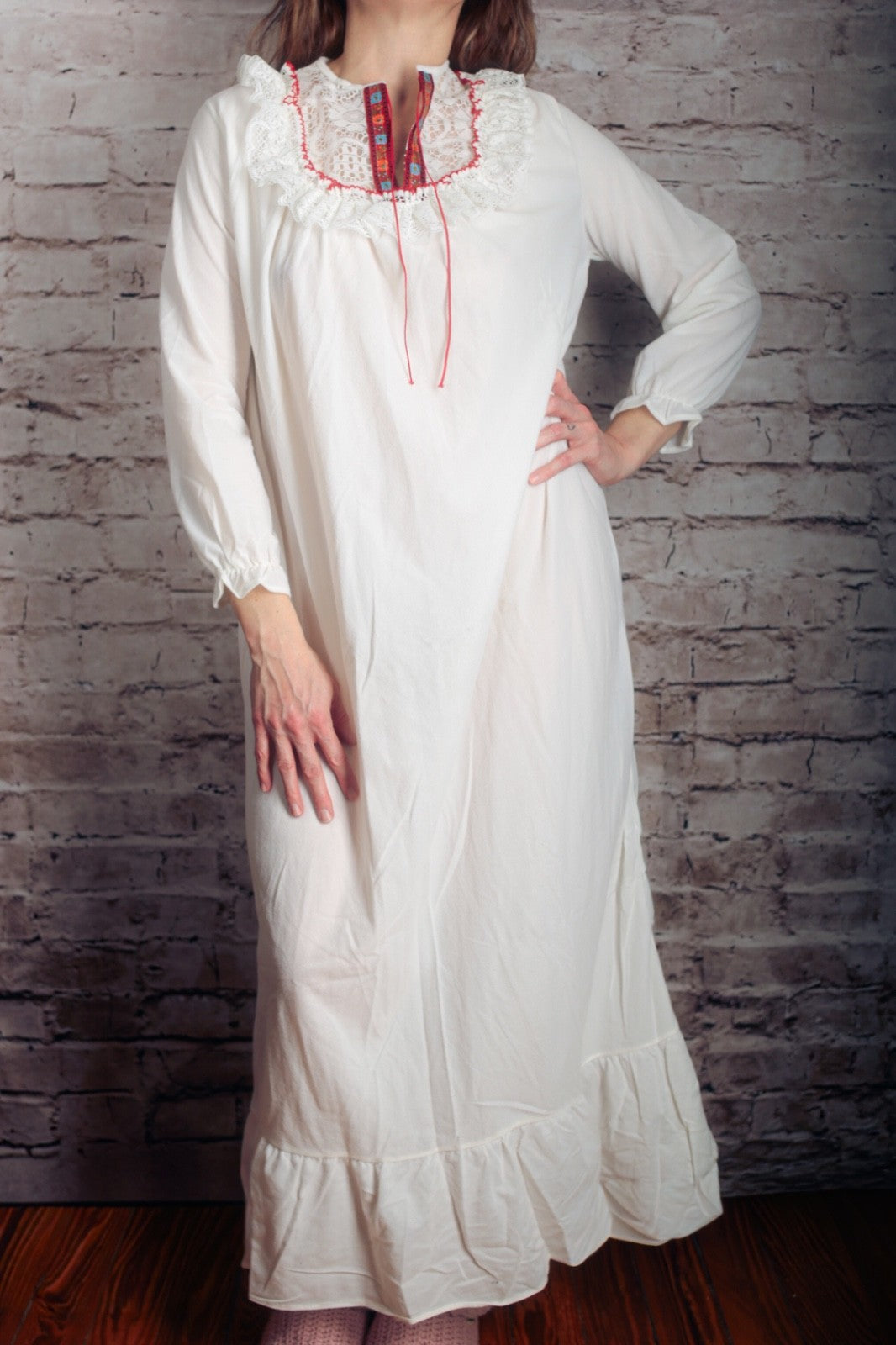 Vintage Target Boho Cottagecore Victorian Edwardian Embroidered Gown Small White NEW