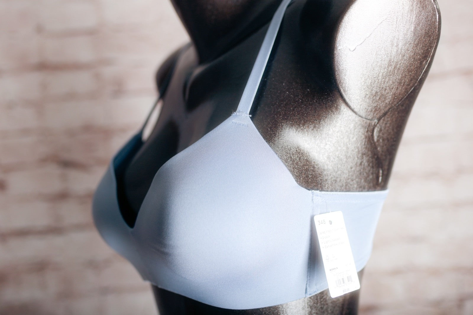 SO 34B Wireless Seamless Smooth J-hook Crossback T-shirt Bra Blue NEW