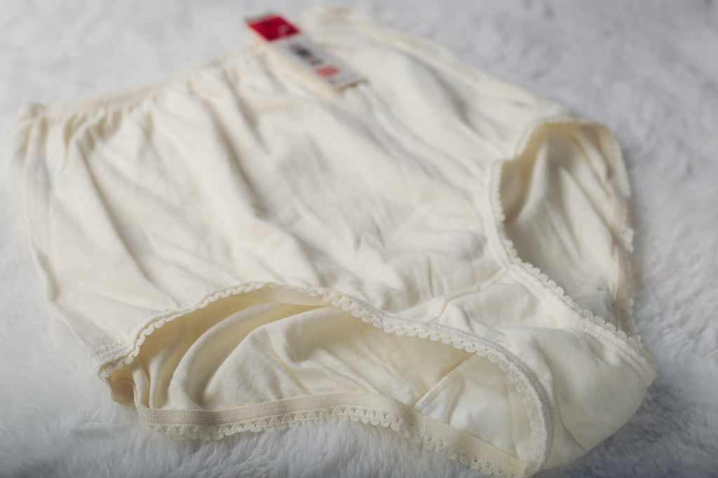 Warner's Vintage Knit Soft 100% Cotton Brief Panties 5 S Ivory Full Back NEW