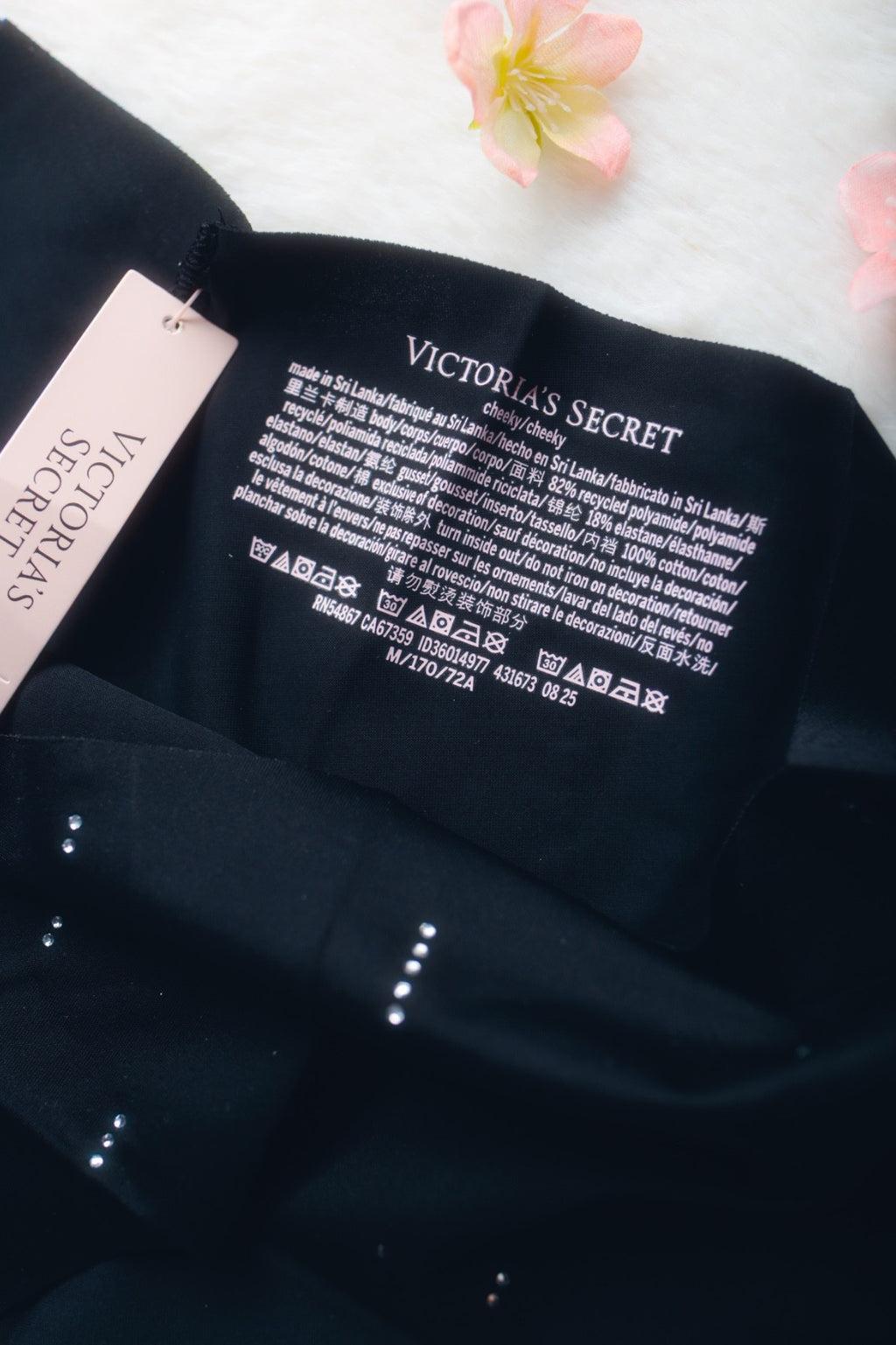 Victoria's Secret No-Show Sparkle Cheeky Panty Briefs Medium Black NEW