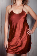 Chance Encounters Sexy Retro Glam Silky Shiny Soft Satin Chemise Lingerie Small Red