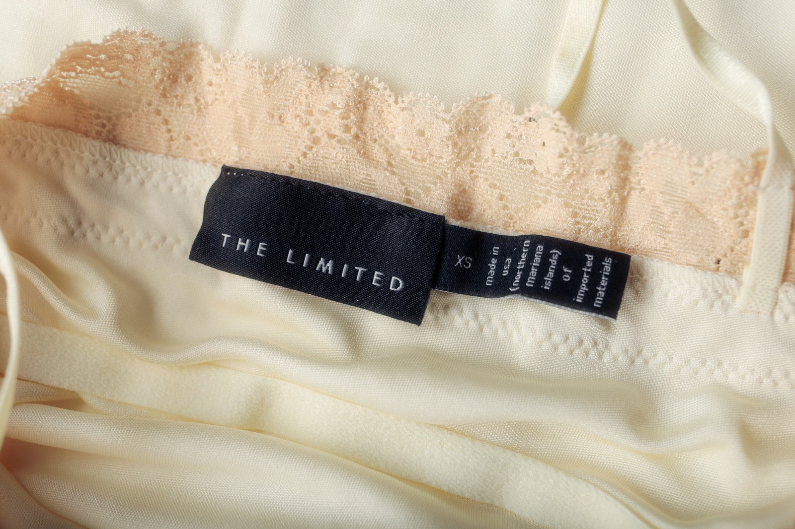 The Limited Vintage Y2K Satin Lace Soft Tank Cami Camisole XS Ivory USA-made