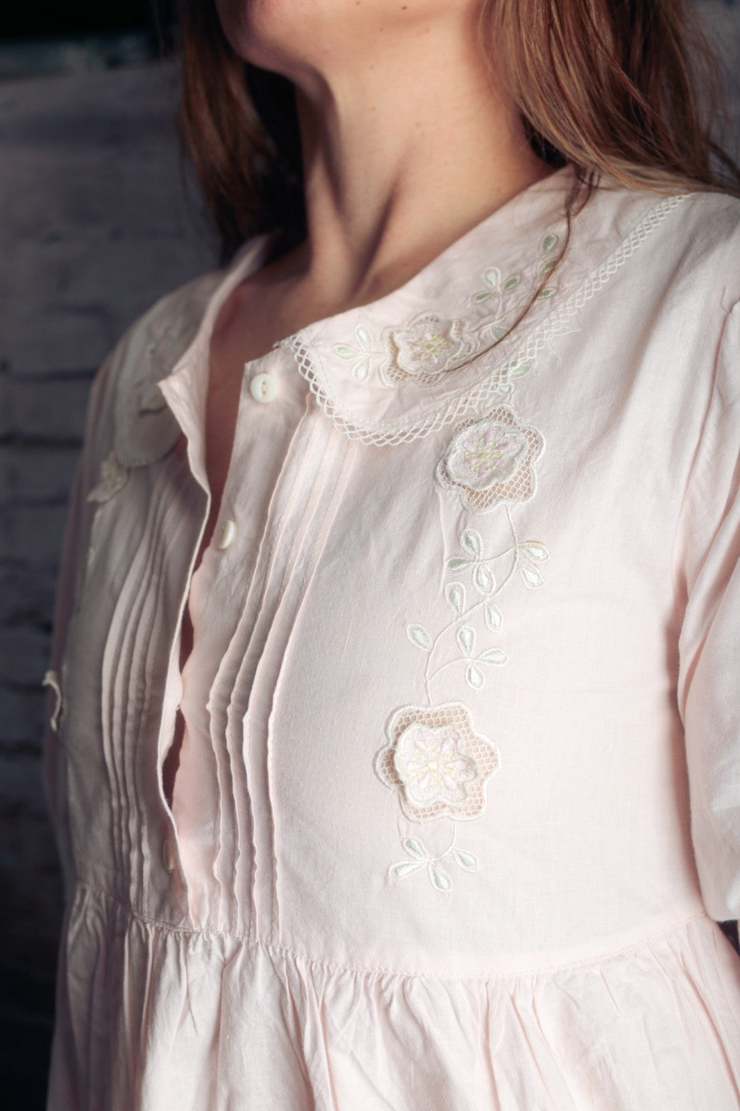 Sara Beth Vintage Coquettish Cotton Retro Cottagecore Nightgown Pink Small NWT