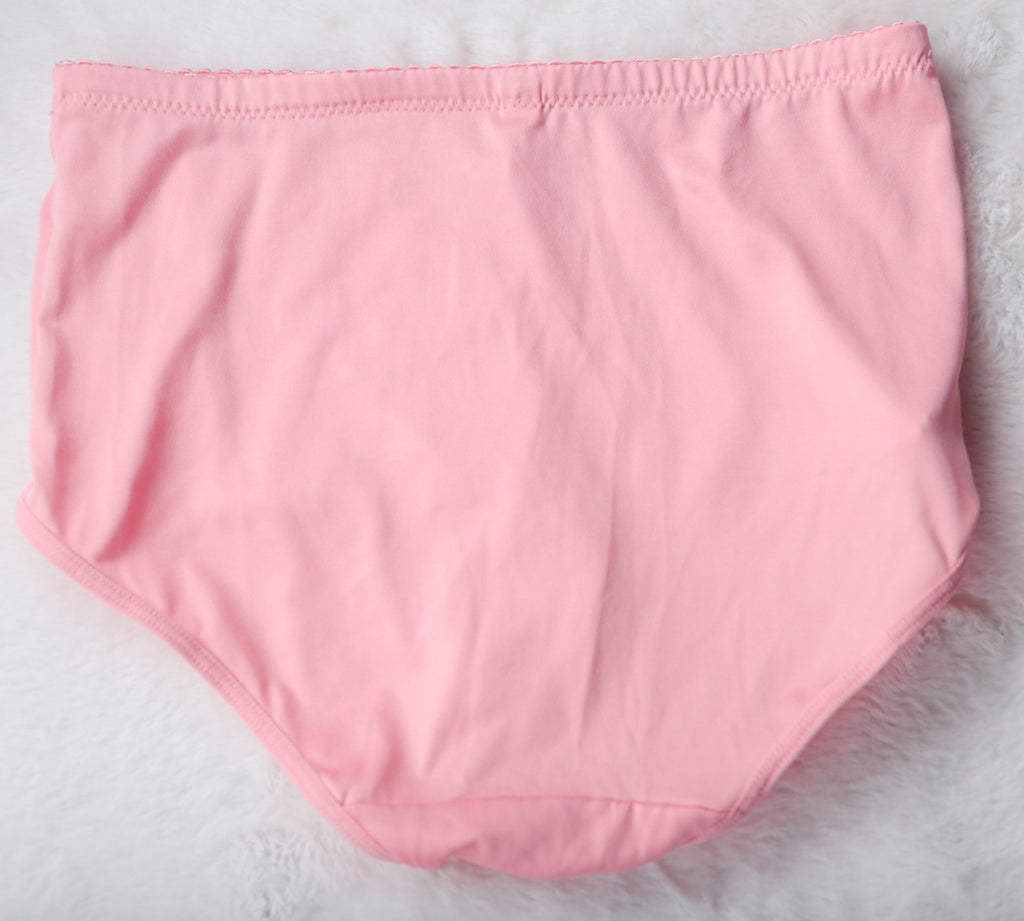 Nu Bodywear Satin Lace Panel High Rise Full Back Brief Panties Large Pink