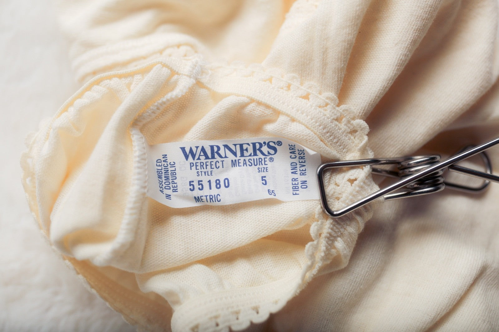 Warner's Vintage Knit Soft 100% Cotton Brief Panties 5 S Ivory Full Back NEW